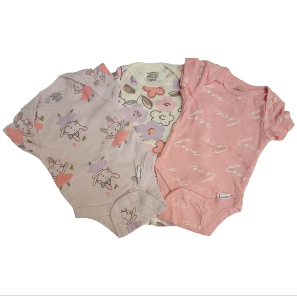 Gerber Girl 3-Pack Variety Onesies Bodysuits, 0 - 3 Months Pink, Lavender, White - Picture 11 of 11